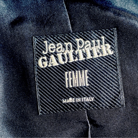 JEAN PAUL GAULTIER FEMME WOOL PLEATED SINGLE BREASTED VINTAGE BLAZER Black 6 - Picture 9 of 13